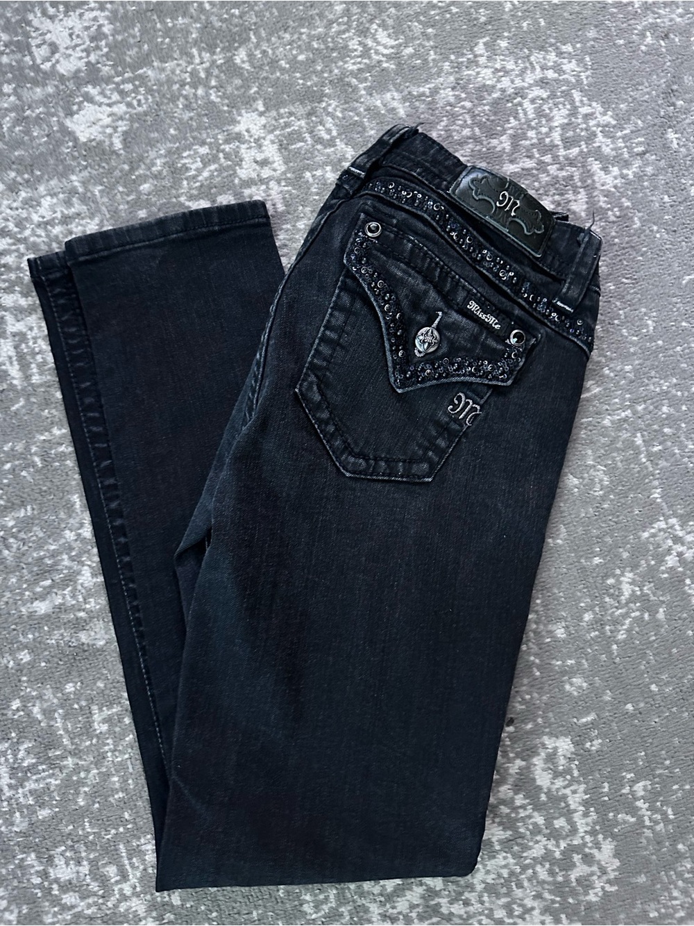 Miss Me Black Skinny Jeans with Embellished Back Pocket